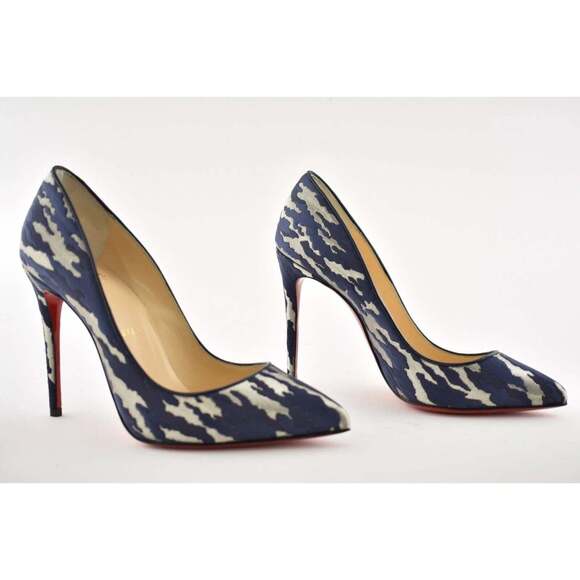 Christian Louboutin Pigalle Follies 100 Blue Camo JQ Camouloubi Heel Pump 37.5 - Picture 3 of 12